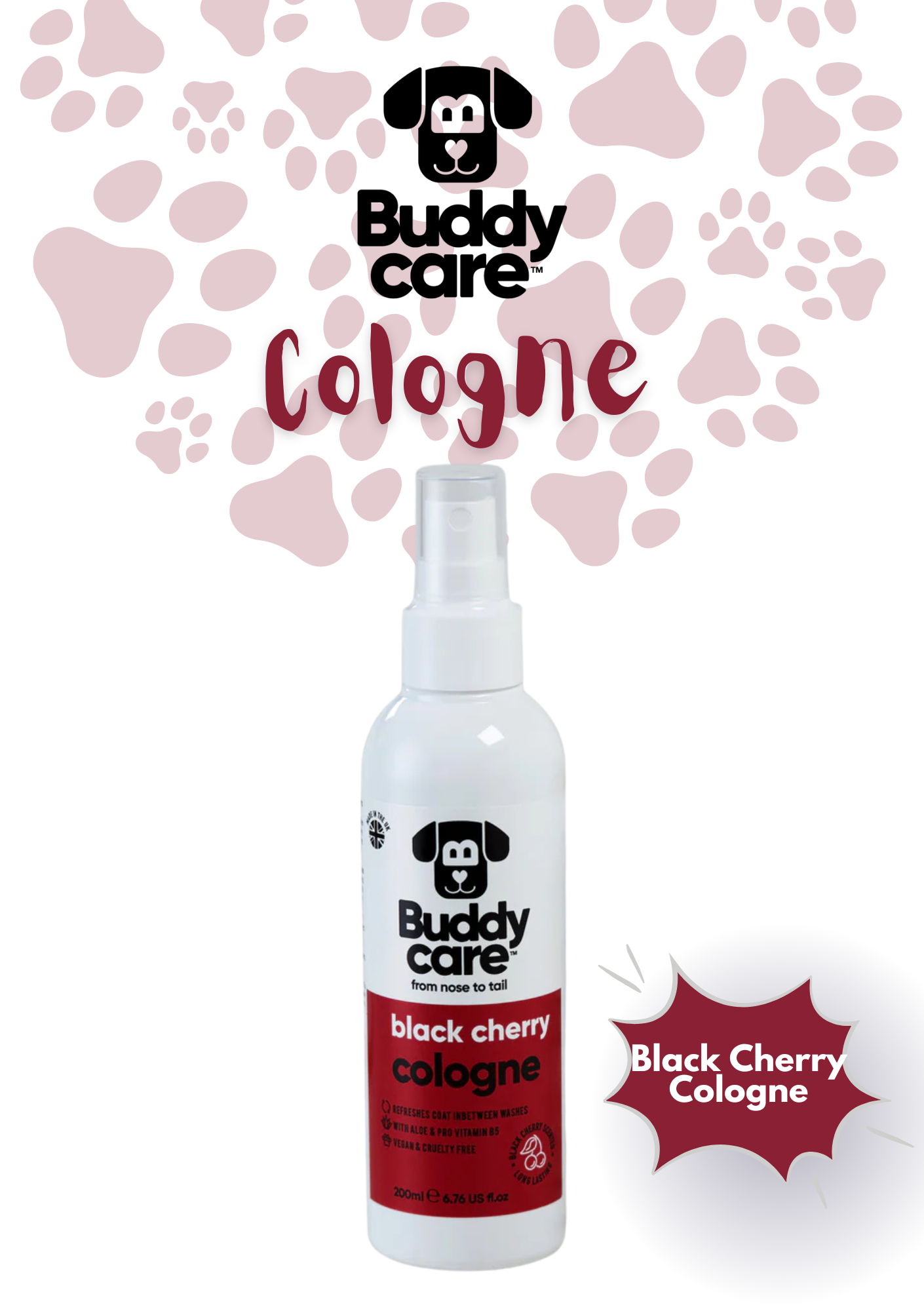 🐾🍒 Buddycare Black Cherry Dog Cologne | 150 ml | Paw Choices
