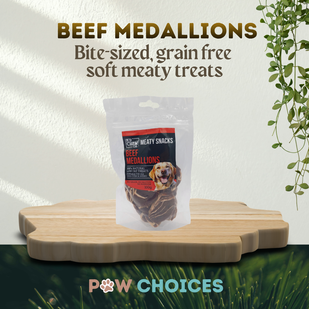 Beef Medallions (100g) – Soft, Protein-Packed Training Treats