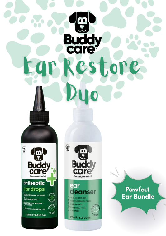 🐾👂 Buddycare Ear Cleanser & Antiseptic Ear Drops Duo | 200ml Each | Cleans, Soothes & Protects | Paw Choices