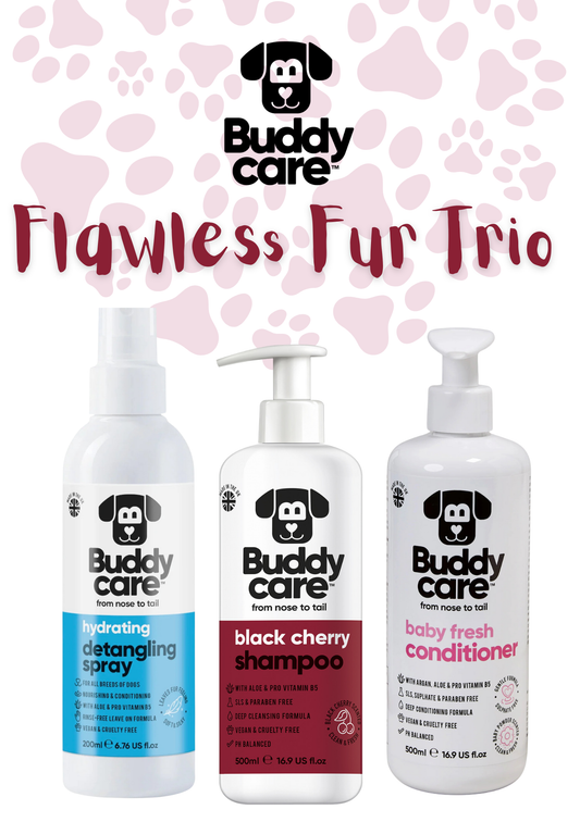 🐾🐕 Buddycare Dog Grooming Bundle | Shampoo + Conditioner + Detangling Spray | Soft, Shiny & Easy-to-Manage Coat | Paw Choices