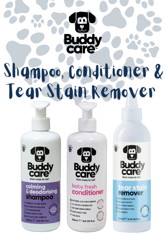 🐾👁️ Buddycare Dog Grooming Bundle | Shampoo + Conditioner + Tear Stain Remover | Paw Choices