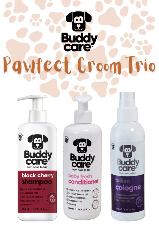 🐾🌸 Buddycare 3 Piece Dog Grooming Bundle | Shampoo 500 ml + Conditioner 500 ml + Cologne 200 ml | Paw Choices