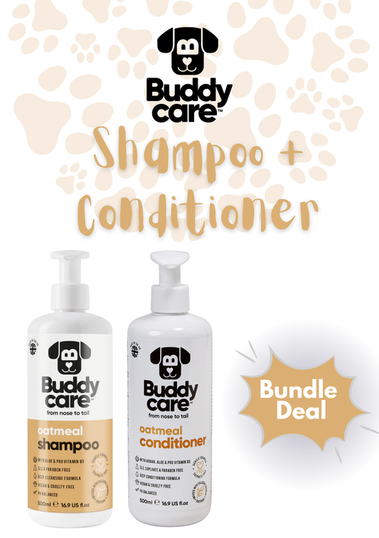 🐾🌿 Buddycare Dog Shampoo + Conditioner Bundle Oatmeal | 500ml Each | Paw Choices