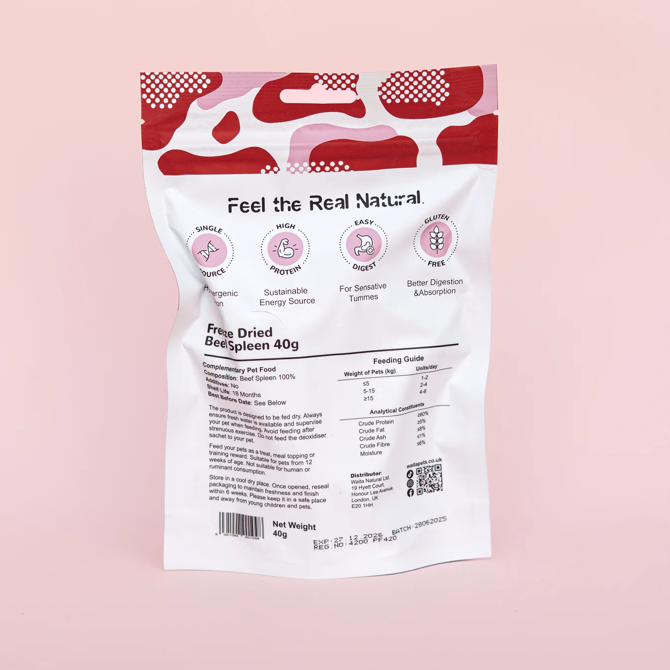 Waita Freeze‑Dried Beef Spleen (40g) For Dogs & Cats