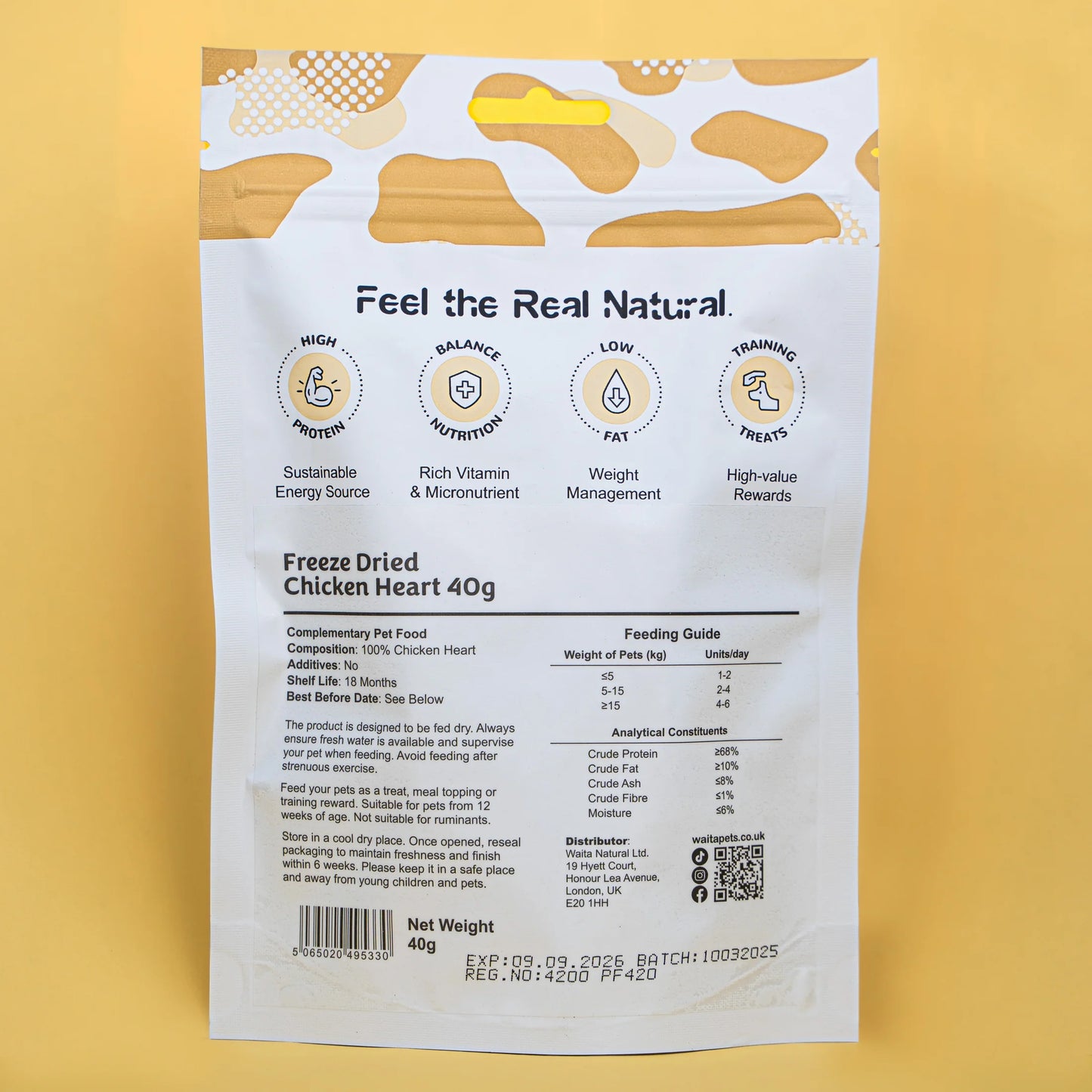 Waita Freeze‑Dried Chicken Heart (40g) For Dogs & Cats