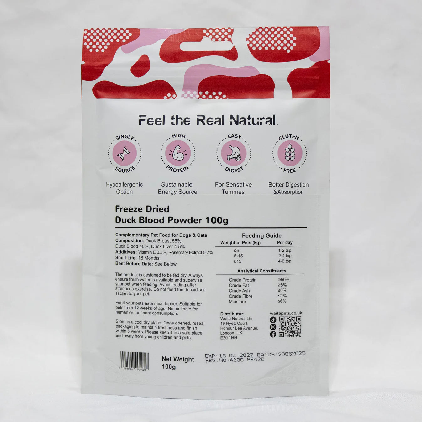 Waita Freeze‑Dried Duck Blood Powder (100g) For Dogs & Cats