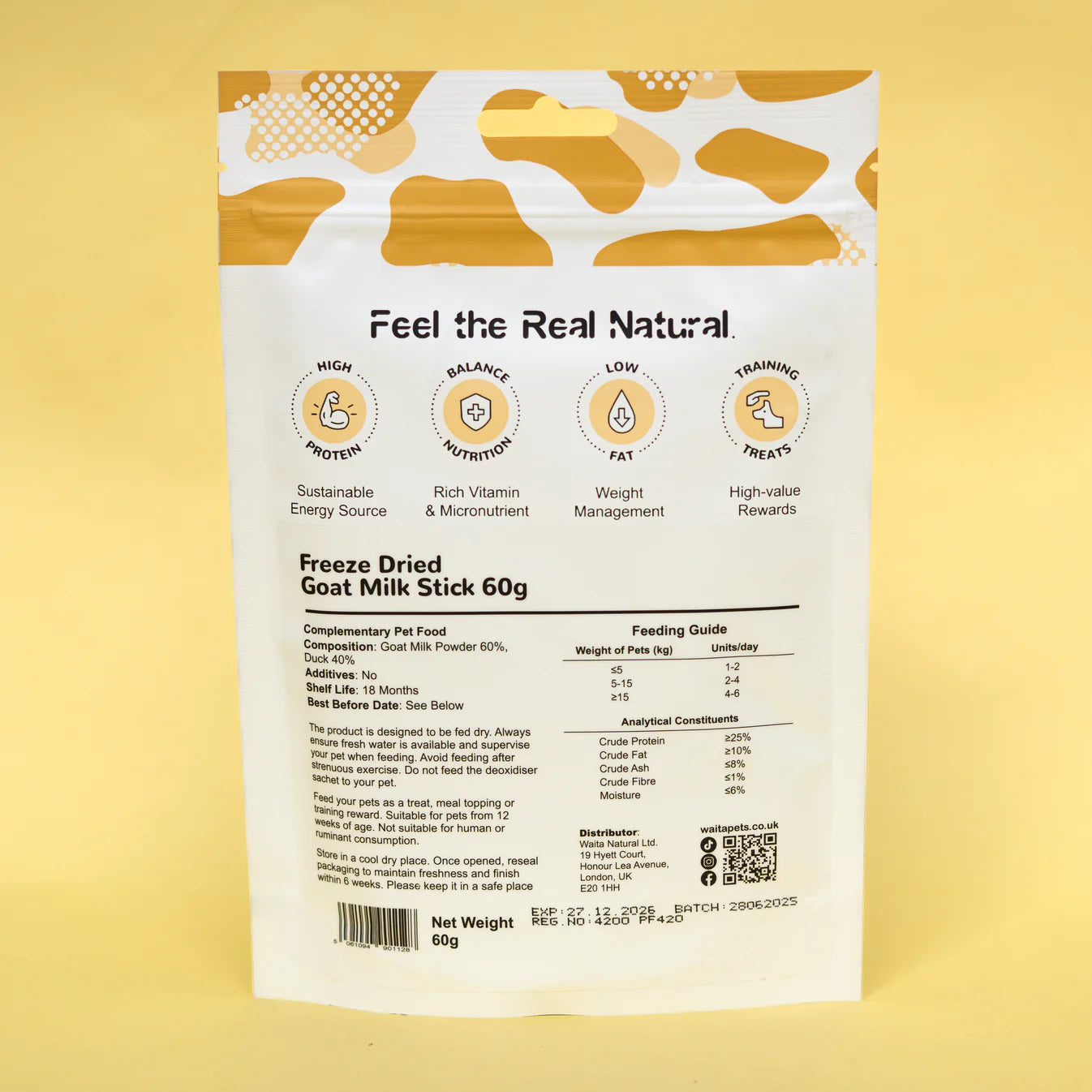 Waita Freeze‑Dried Goat Milk Sticks (60g) For Dogs & Cats