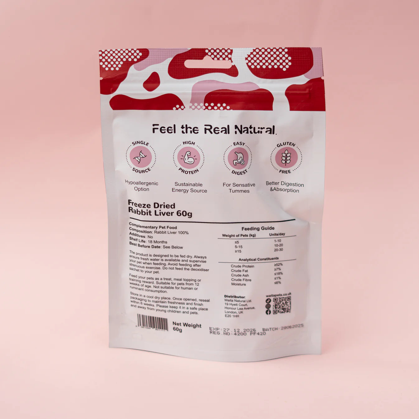Waita Freeze‑Dried Rabbit Liver (60g) For Dogs & Cats