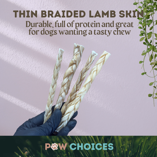 Thin Braided Lamb Skin – Light, Chewy & Great For Teeth
