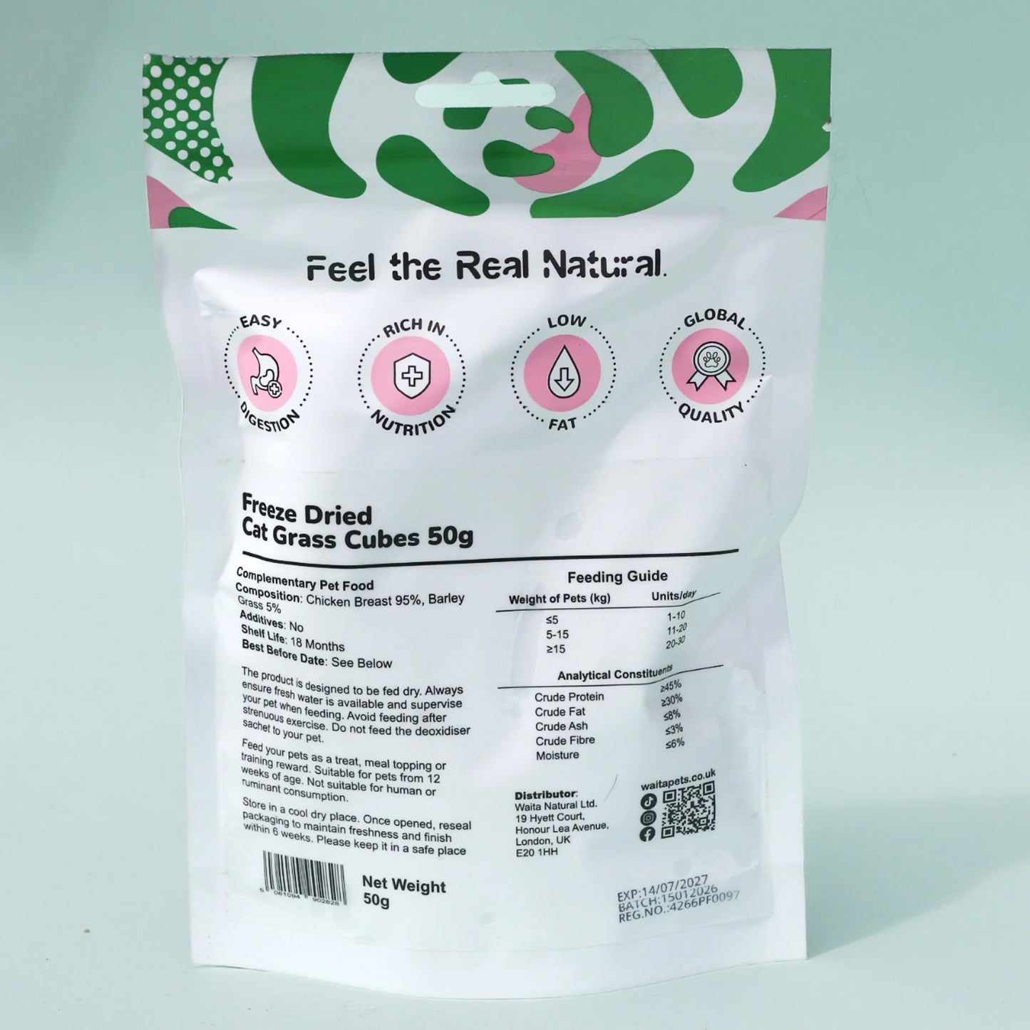 Waita Freeze Dried Cat Grass Cubes (50g)