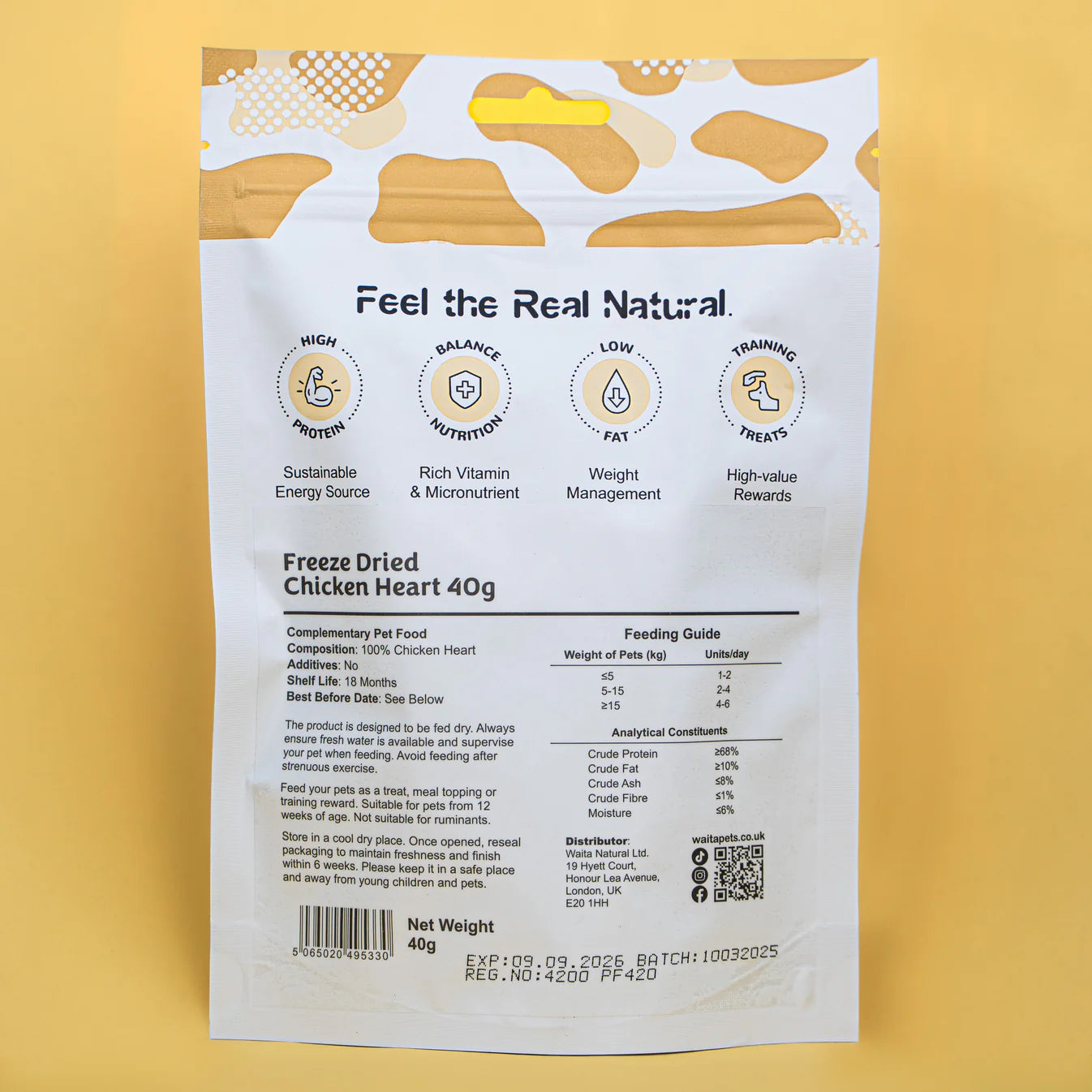 Waita Freeze Dried Chicken Heart (40g) For Dogs & Cats