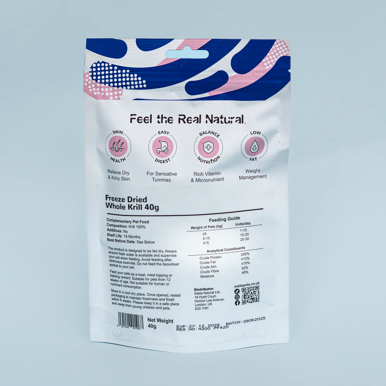 Waita Freeze‑Dried Whole Krill (40g) For Dogs & Cats